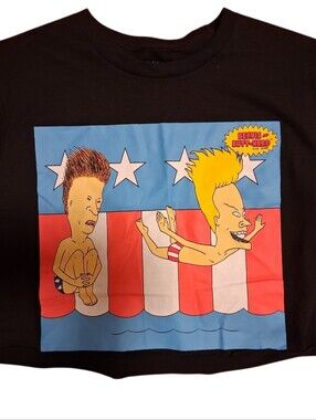 Beavis and Butt-Head Graphic Tee - Black with Patriotic Print